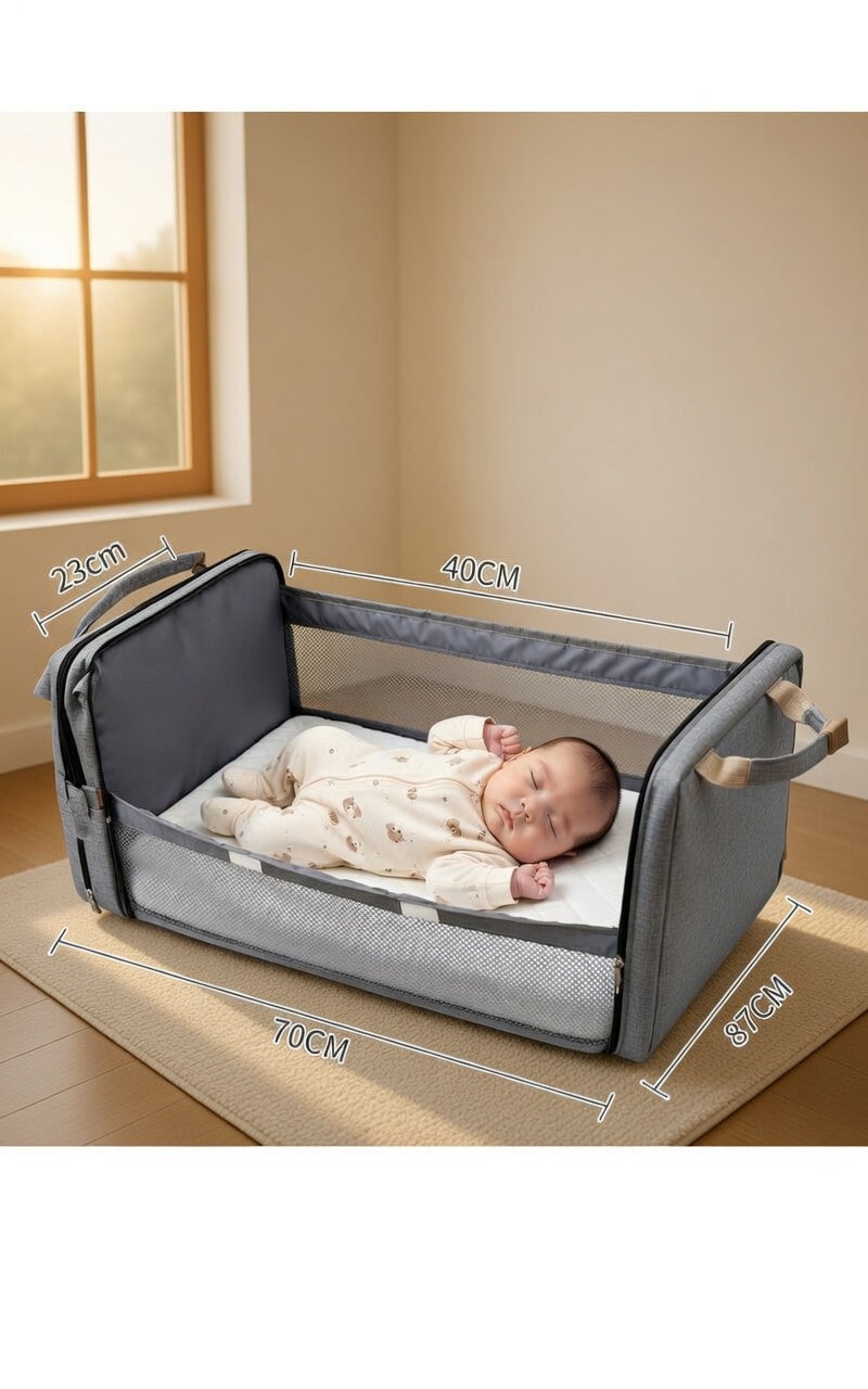 Mochila Mamá de Pañales Multifuncional Plegable - Cuna de Viaje y Estación de Cambio para Bebé, Estilo Unisex